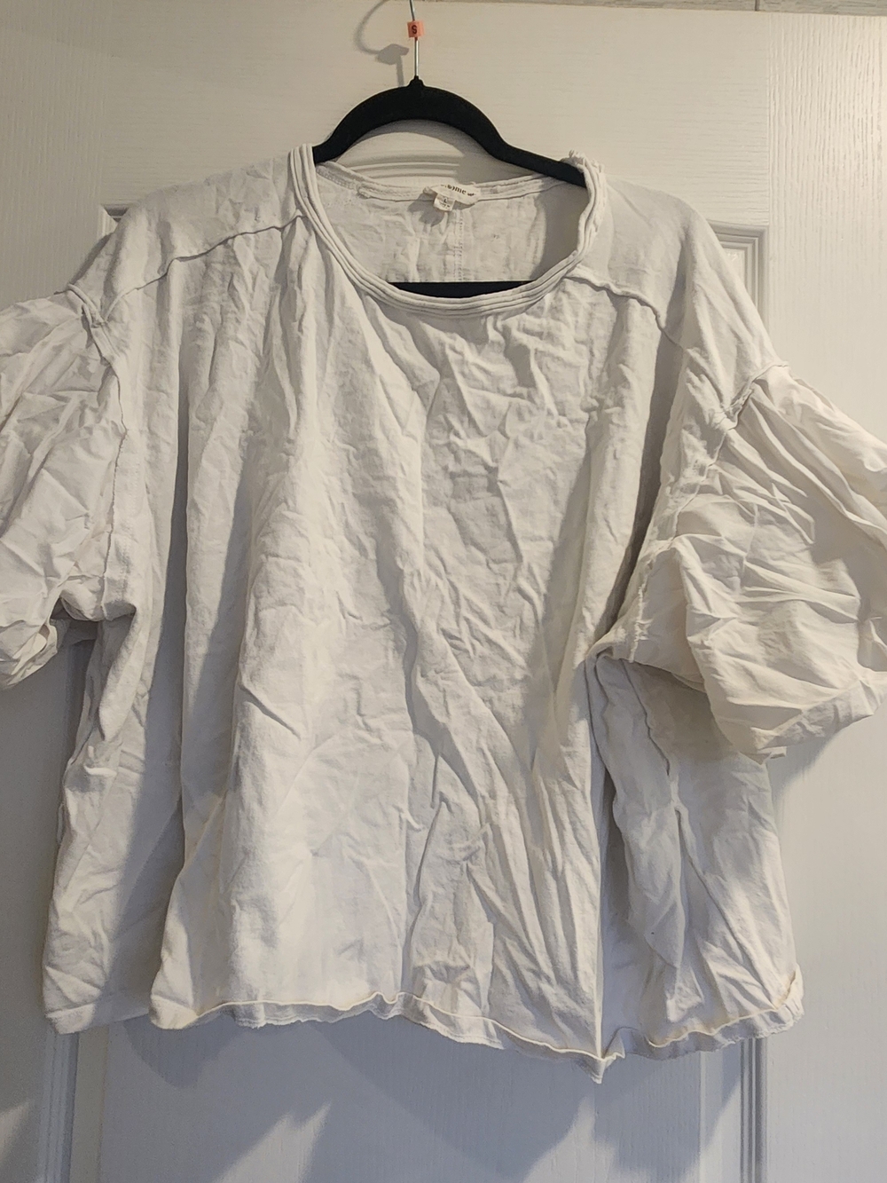 eesome White Oversized Ruffle Sleeve Blouse L Euc